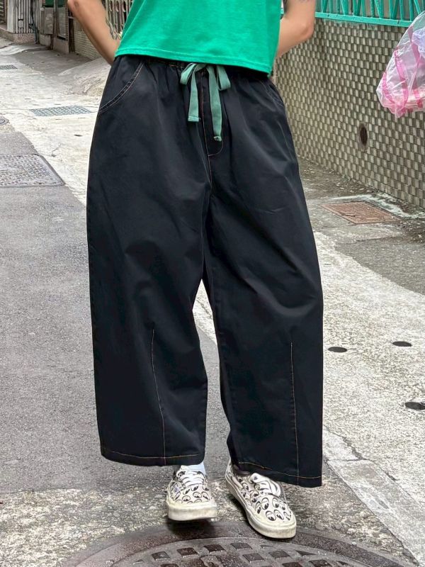抽繩工裝九分褲 