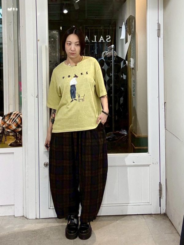 天竺眠涼感手繪folks Tee 