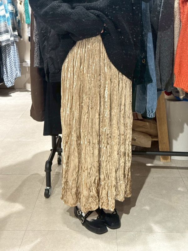 金光閃閃皺摺長裙 