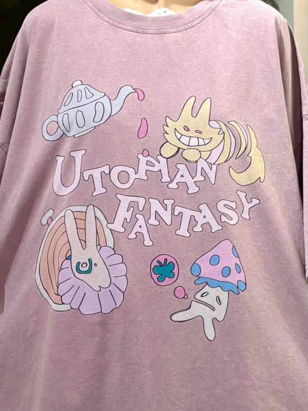 復古水洗迷幻愛麗絲夢遊仙境tee 