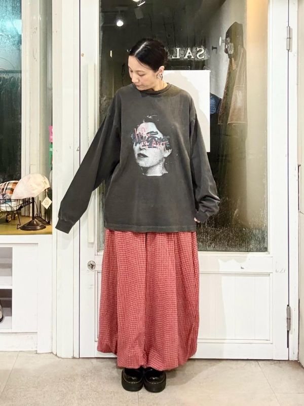 網格人頭照片長袖tee 