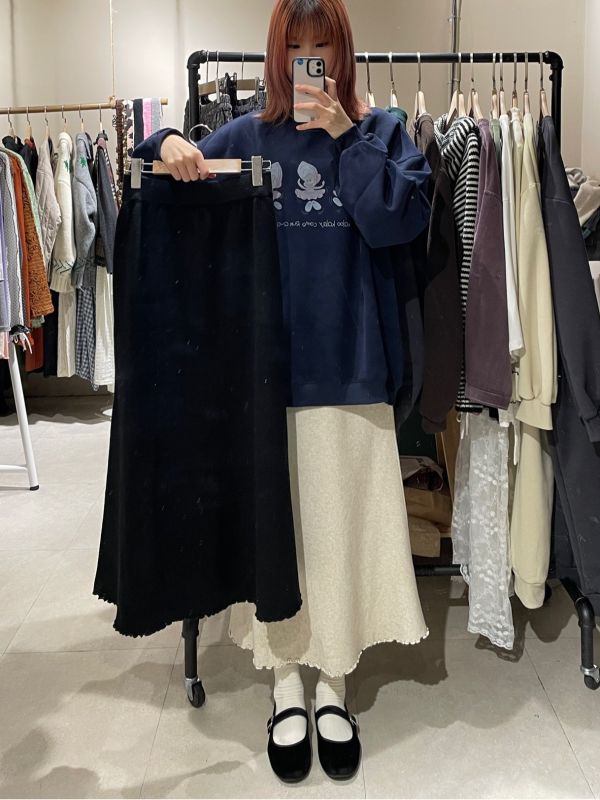 厚針織木耳邊魚尾長裙 