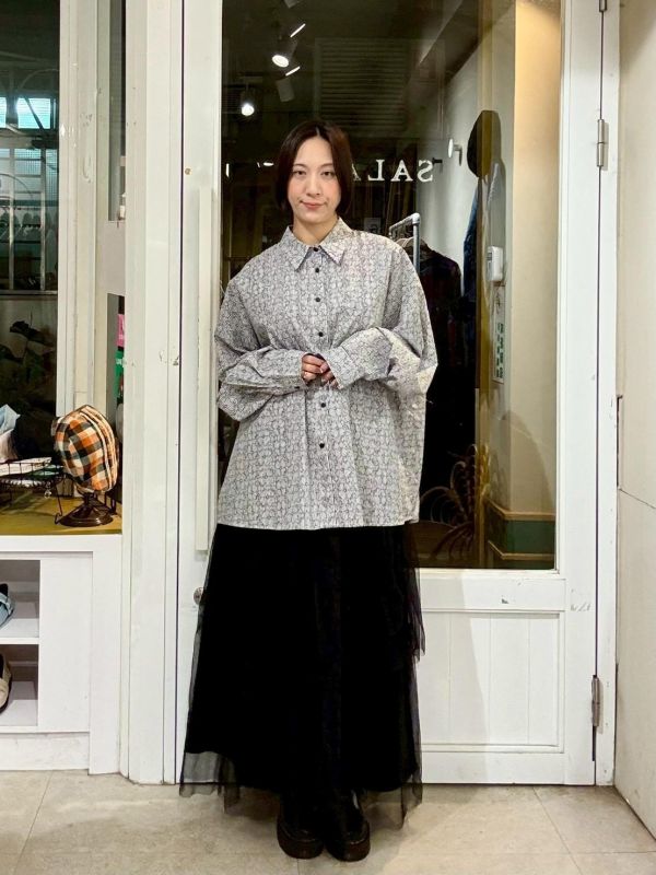 伸縮腰小花布雙層紗蛋糕裙 