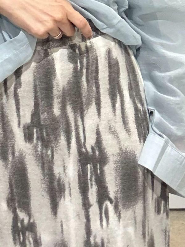 鬆緊腰水墨點染棉質魚尾長裙 