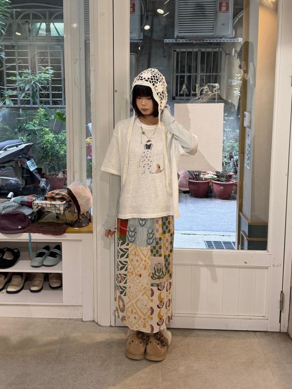 人與小狗竹節棉短袖上衣 