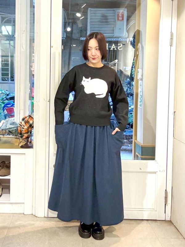 伸縮腰千鳥格紋大口袋傘狀裙 