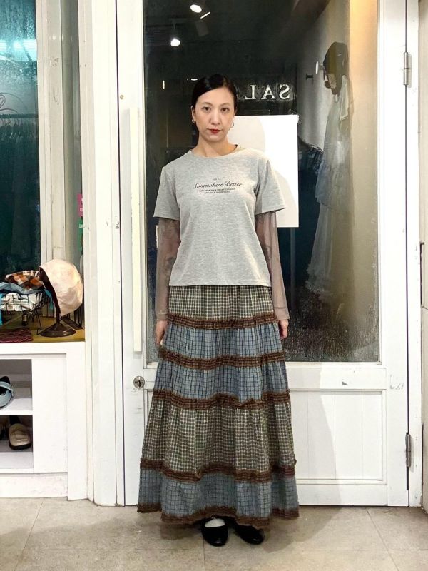 格紋拼接蛋糕裙 