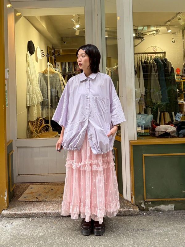 多口袋下擺抽繩寬鬆襯衫 