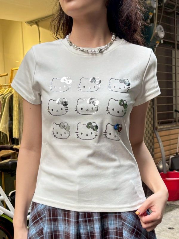 閃閃雷射Kitty 短版tee 