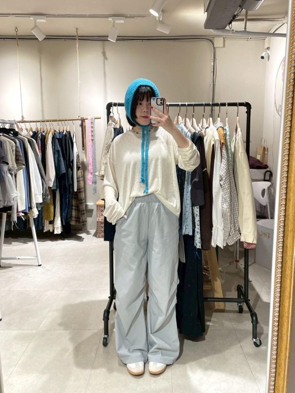 刷刷布打折造型抽繩下擺長褲+裙廉 