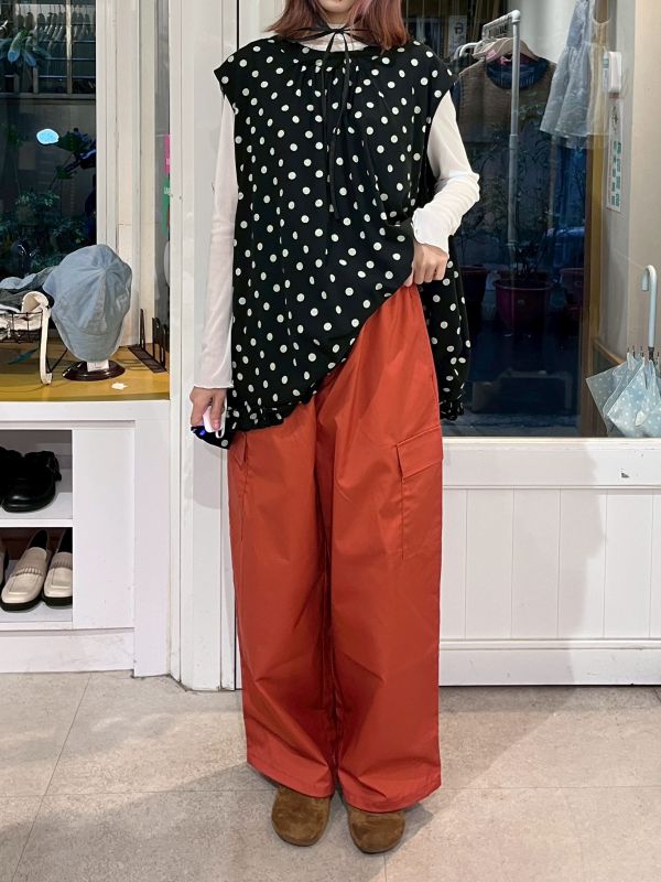 刷刷布腰帶工裝口袋直筒寬褲 