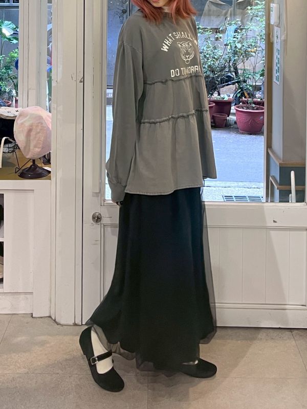 紗紗雙層氣球長裙 