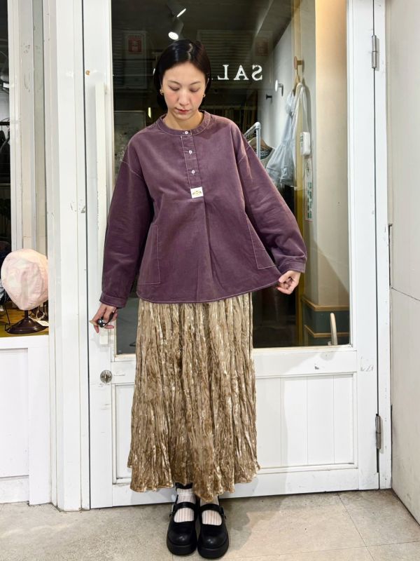 細燈芯絨貓頭布標上衣 