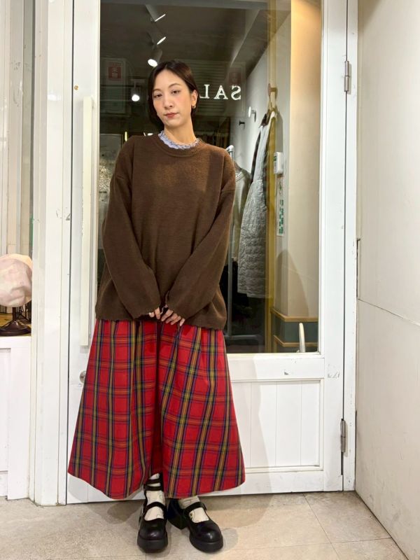 蘇格蘭紅格紋散裝A字裙 