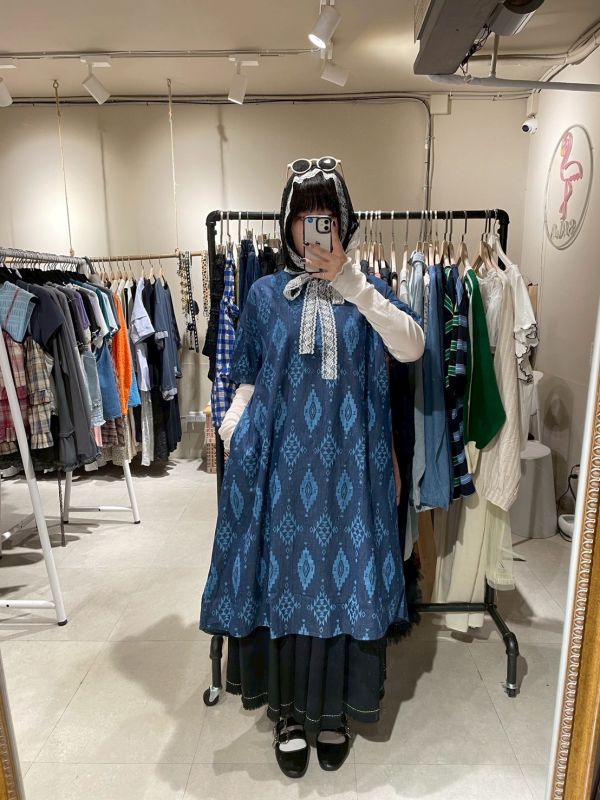 滿版圖騰前短後長牛仔長洋裝 