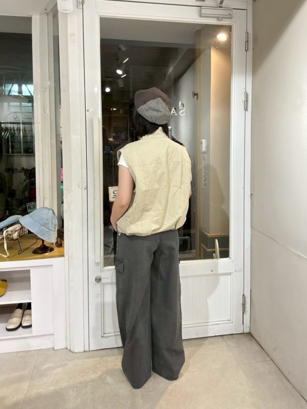 質感格紋內裏鈕扣翻領背心 