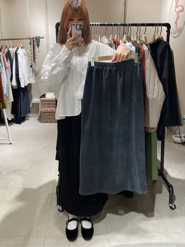 燈芯絨後開衩直筒長裙 