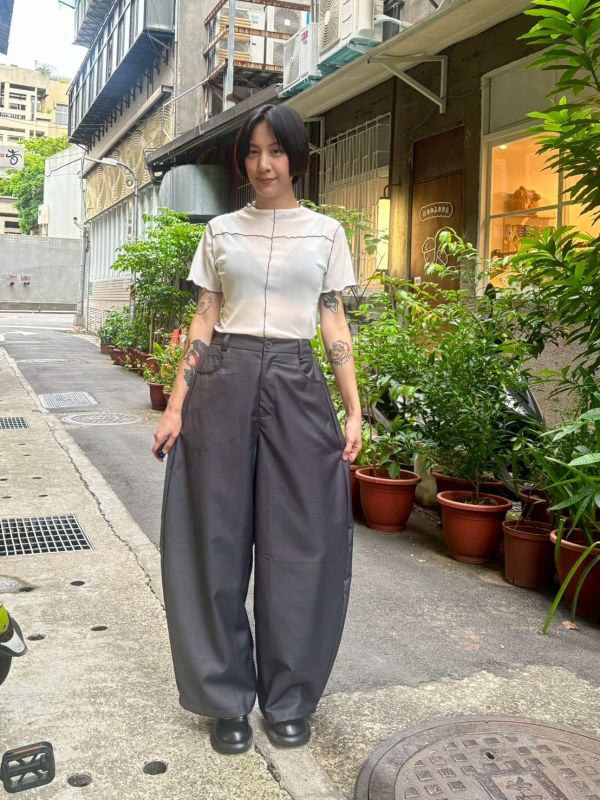 寬版繭型西裝褲 