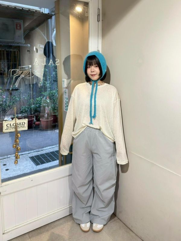 刷刷布打折造型抽繩下擺長褲+裙廉 