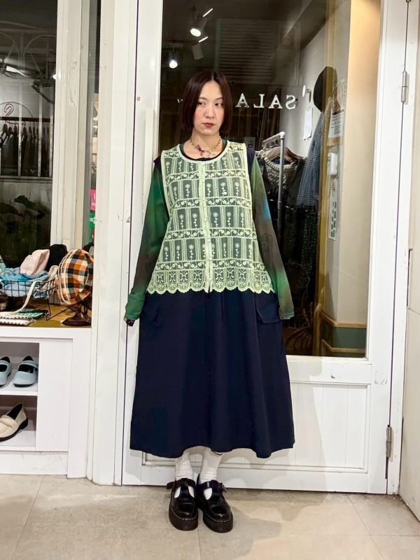 腰抽繩兩側立體大口袋背心洋裝 