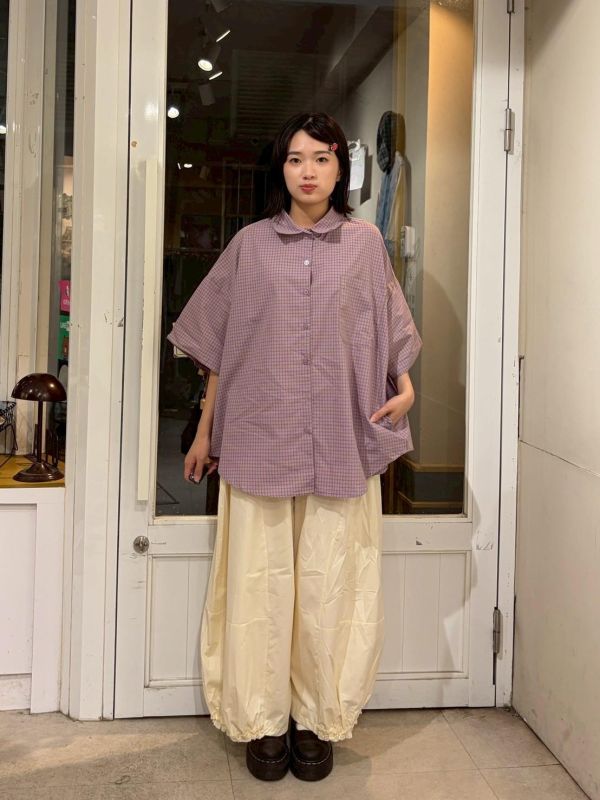 撞色格紋雙口袋寬鬆襯衫 