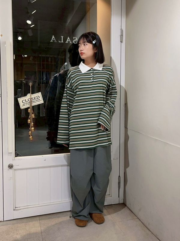 橫條紋oversized 休閒上衣 
