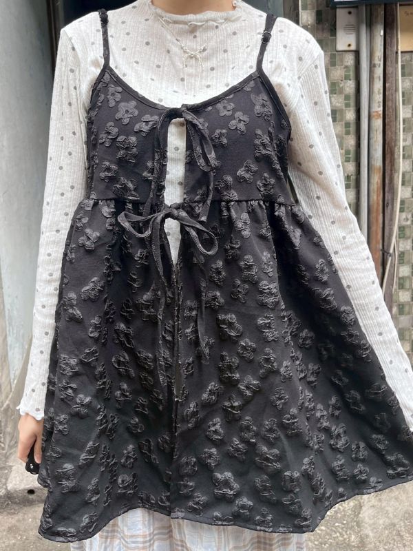 綁帶立體花花可調節吊帶背心 