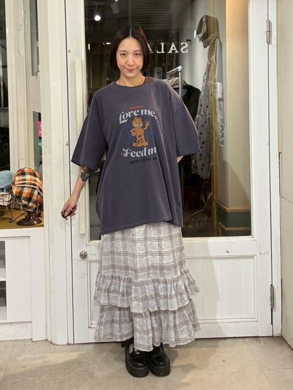 加菲貓洗色做舊寬版Ｔ 