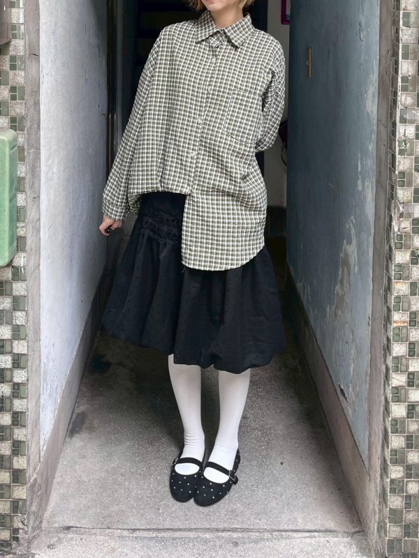 繽紛泡泡布格紋長袖襯衫 