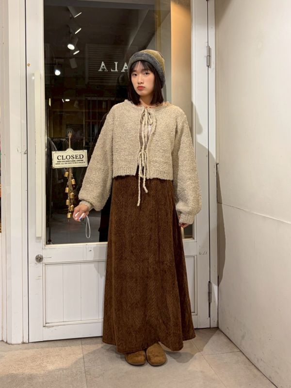 短版毛線綁帶針織外套 