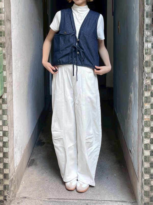 牛仔工裝設計感綁帶背心 