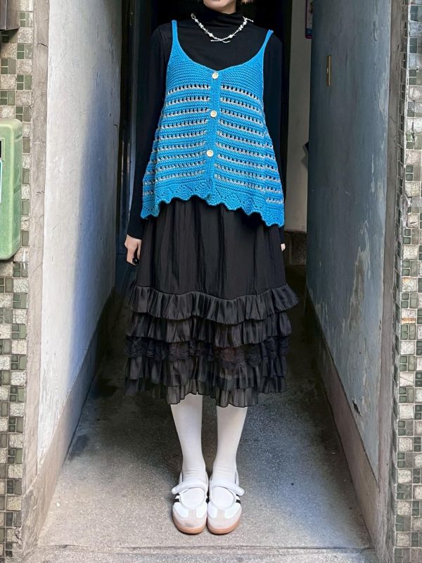 蕾絲蛋糕層次六分裙 