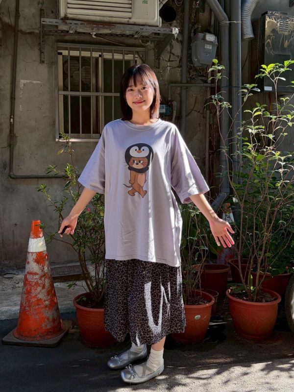 企鵝頭套傑利鼠oversized tee 