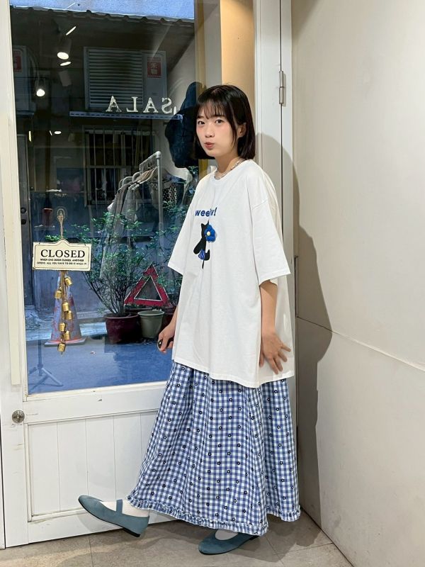 喵～給你一朵小花 oversized Tee 