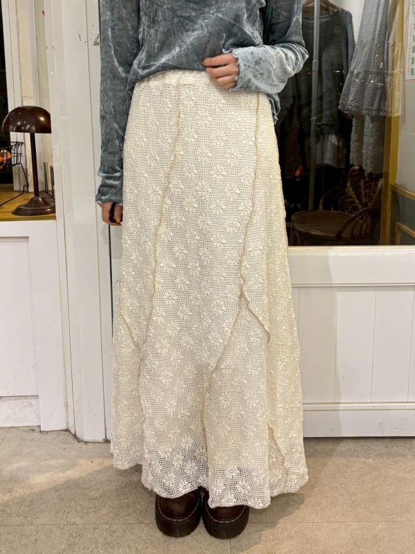 不規則縫線彈性長裙 