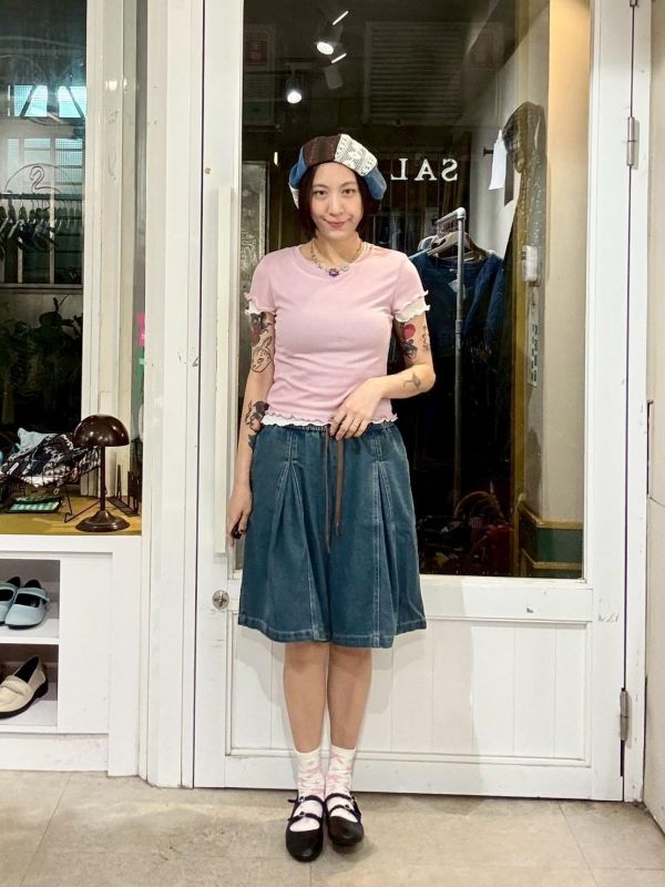 兩件式疊穿合身短袖上衣 