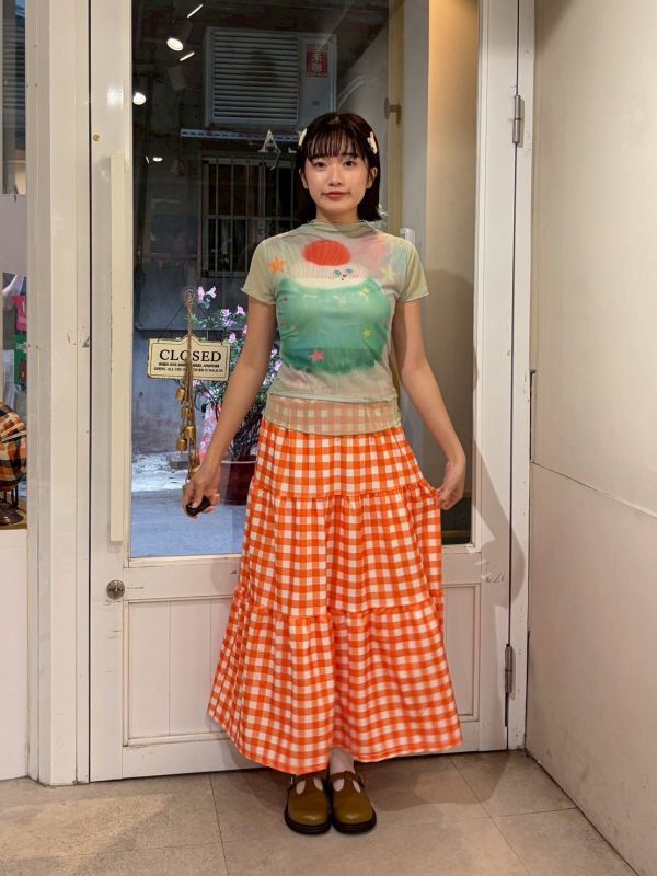 果凍繽紛塗鴉雙層網紗上衣 