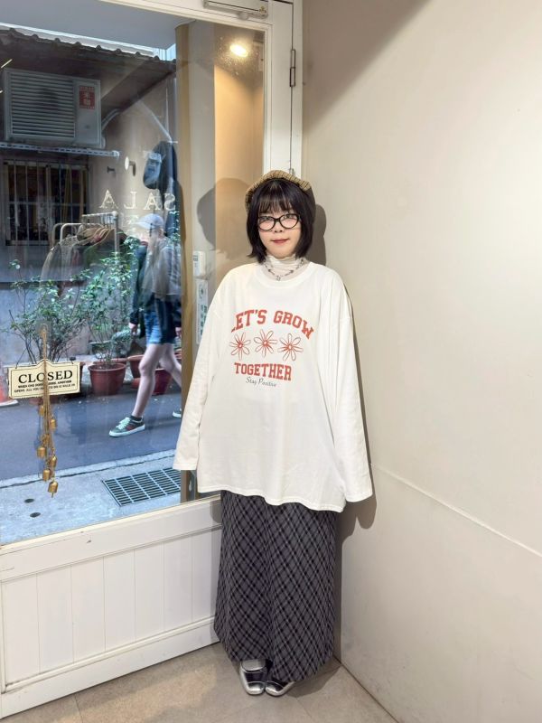 Let’s grow落肩長袖上衣 