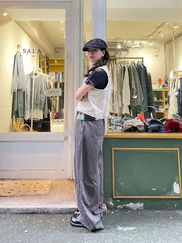 銅扣綁帶短版解構背心 