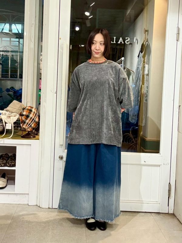 素色絨布落肩短袖Tee 