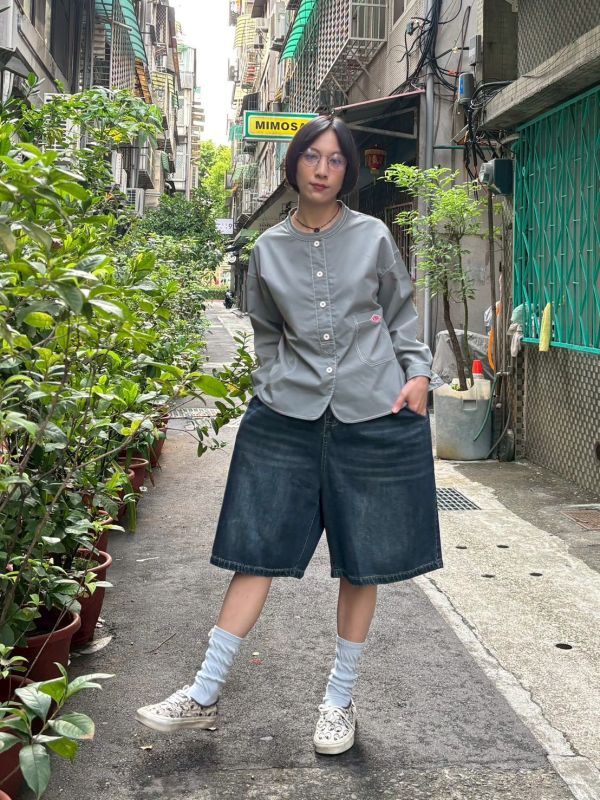 日系車縫線工裝外套 