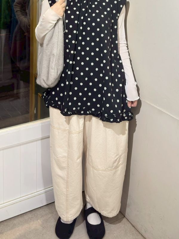 寬版直筒橘車線鬆緊腰長褲 