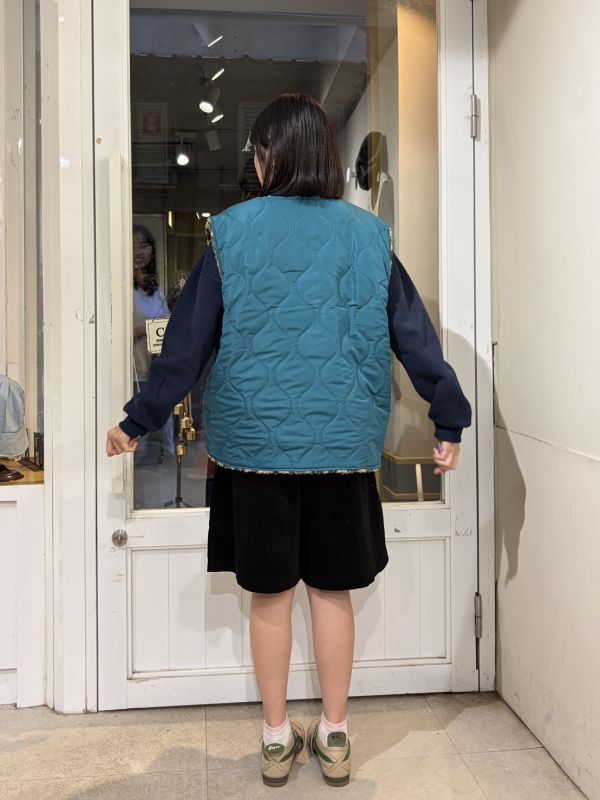 雙面穿絎縫鋪棉x圖騰QQ毛背心 