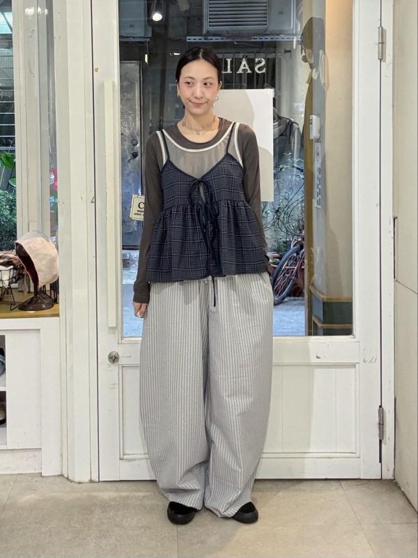 格紋雙綁帶吊帶背心 