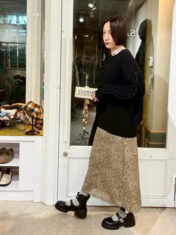 雙層微透紗豹紋裙 