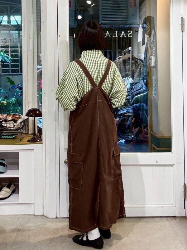 工裝多口袋吊帶背心裙 