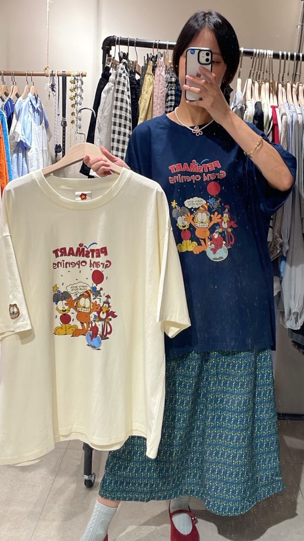 加菲貓歡樂派對刺繡貓頭臂章tee 