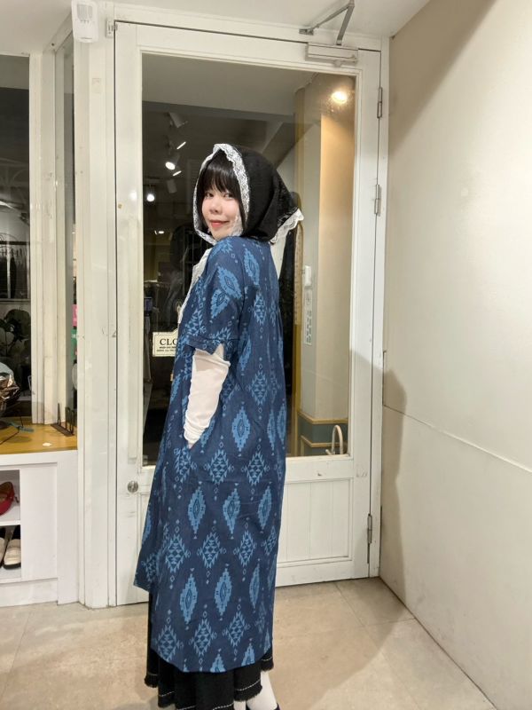 滿版圖騰前短後長牛仔長洋裝 
