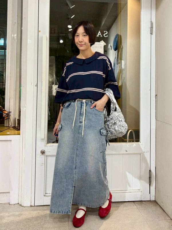 前開衩牛仔裙 