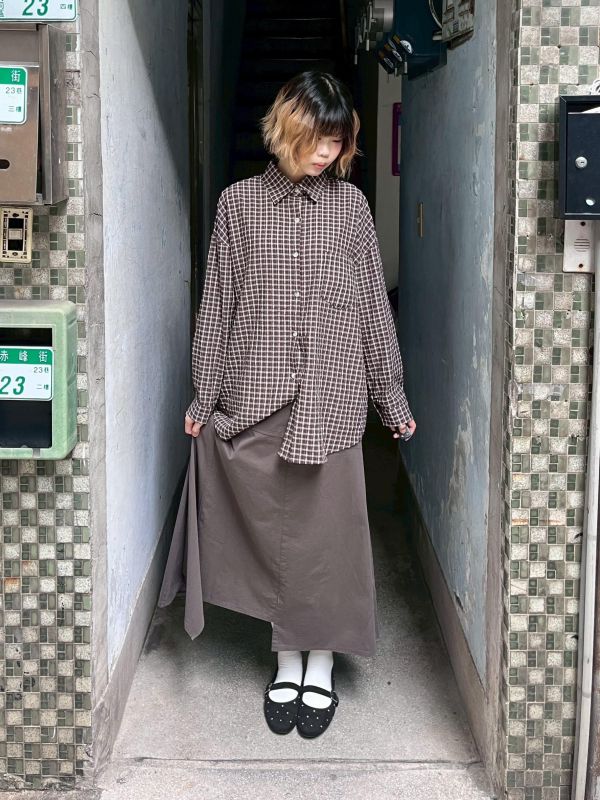 繽紛泡泡布格紋長袖襯衫 